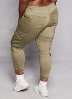 Womens Plus Double Cargo Pocket Joggers, Green,