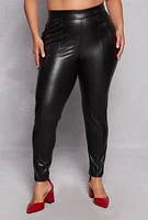 Womens Plus Iris Faux Leather Leggings, Black,