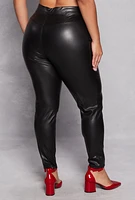 Womens Plus Size Iris Faux Leather Leggings, Black, Size 2X