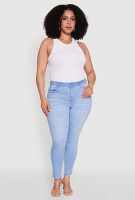 Womens Plus Size WAX High Waist Push Up Skinny Jeans, Blue, Size 20