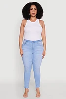 Womens Plus Size WAX High Waist Push Up Skinny Jeans, Blue, Size 20