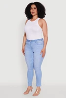 Womens Plus Size WAX High Waist Push Up Skinny Jeans, Blue, Size 20