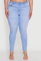 Womens Plus Size WAX High Waist Push Up Skinny Jeans, Blue, Size 20