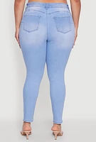 Womens Plus Size WAX High Waist Push Up Skinny Jeans, Blue, Size 20