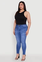 Womens Plus Size WAX High Waist Push Up Skinny Jeans, Blue, Size 16