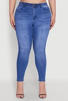 Womens Plus Size WAX High Waist Push Up Skinny Jeans, Blue, Size 16