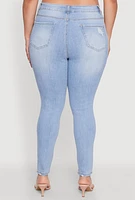 Womens Plus Size WAX Distressed High Rise Skinny Jeans, Blue, Size 2X