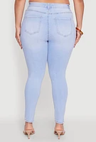 Womens Plus Size WAX High Waisted Distressed Skinny Jeans, Blue, Size 18