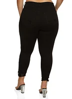 Womens Plus WAX High Waist Ripped Skinny Jeans,
