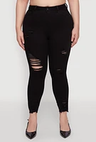 Womens Plus WAX High Waist Ripped Skinny Jeans, 20