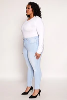 Womens Plus WAX High Waisted Skinny Jeans, Blue,