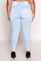 Womens Plus WAX High Waisted Skinny Jeans, Blue,