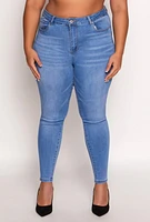 Womens Plus Size WAX High Waisted Skinny Jeans, Blue, Size 18