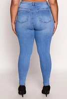 Womens Plus WAX High Waisted Skinny Jeans, Blue,