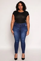 Womens Plus WAX High Waisted Skinny Jeans, Blue,