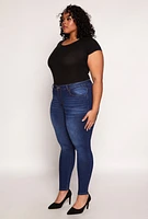 Womens Plus WAX High Waisted Skinny Jeans, Blue,
