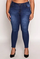 Womens Plus WAX High Waisted Skinny Jeans, Blue,