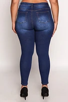 Womens Plus WAX High Waisted Skinny Jeans, Blue,