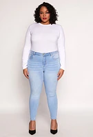 Womens Plus Size WAX Distressed Skinny Jeans, Blue, Size 16
