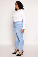 Womens Plus Size WAX Distressed Skinny Jeans, Blue, Size 16