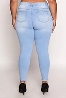 Womens Plus Size WAX Distressed Skinny Jeans, Blue, Size 16