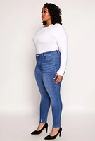 Womens Plus WAX Distressed Skinny Jeans, Blue,