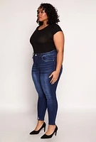 Womens Plus WAX Distressed Skinny Jeans, Blue,