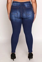 Womens Plus WAX Distressed Skinny Jeans, Blue,