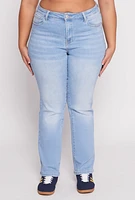 Womens Plus Size WAX Frayed Detail Straight Leg Jeans, Blue, Size 18