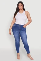Womens Plus Size WAX High Waist Whiskered Jeans, Blue, Size 16