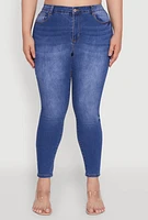 Womens Plus Size WAX High Waist Whiskered Jeans, Blue, Size 16