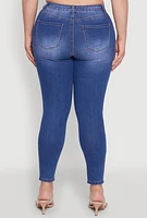 Womens Plus Size WAX High Waist Whiskered Jeans, Blue, Size 16