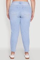 Womens Plus Size WAX High Waist Distressed Jeans, Blue, Size 20