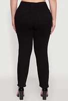 Womens Plus WAX High Waisted Distressed and Frayed Jeans, Black,