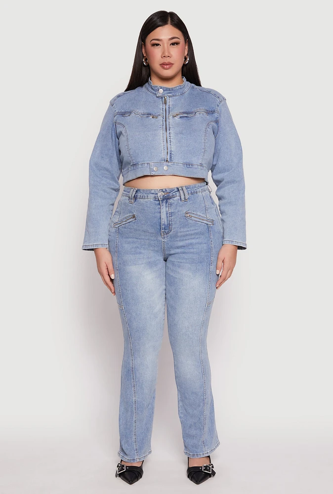 Womens Plus Almost Famous Boot Cut Jeans, Blue,