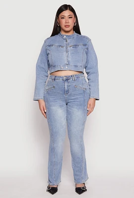 Womens Plus Almost Famous Boot Cut Jeans, Blue,