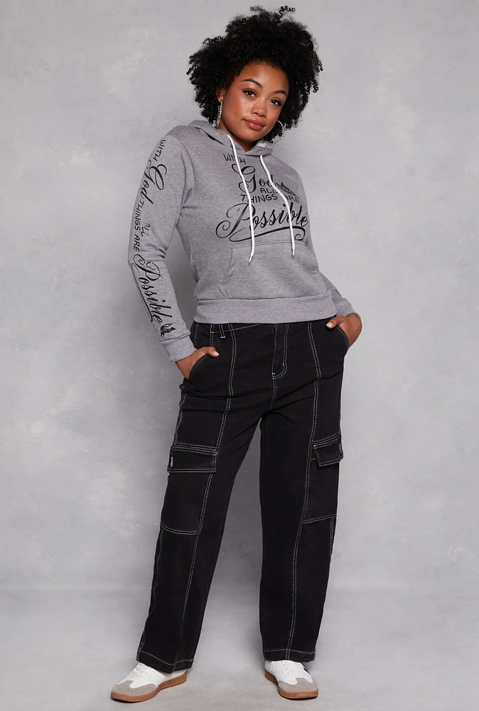 Womens Plus Almost Famous Cargo Skater Jeans, Black,