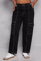 Womens Plus Almost Famous Cargo Skater Jeans, Black,