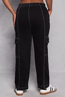 Womens Plus Size Almost Famous Cargo Skater Jeans, Black, Size 1X