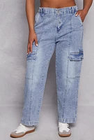 Womens Plus Size Almost Famous Cargo Skater Jeans, Blue, Size 2X