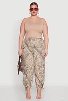 Womens Plus Size Almost Famous High Waisted Tapered Cargo Joggers, Multi, Size 3X