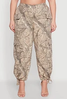 Womens Plus Size Almost Famous High Waisted Tapered Cargo Joggers, Multi, Size 3X