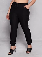 Womens Plus Size Almost Famous Cargo Joggers, Black, Size 2X