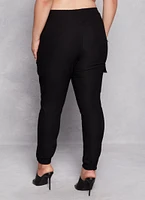 Womens Plus Size Almost Famous Cargo Joggers, Black, Size 2X