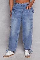 Womens Plus Almost Famous Tie Hem Cargo Jeans, 1X