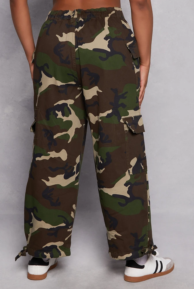 Womens Plus Size Almost Famous Twill Camo Pants, Green, Size 2X