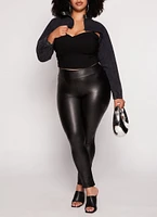 Womens Plus Size Zip Moto Bolero Jean Jacket, Black, Size 2X