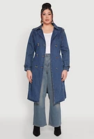 Womens Plus Denim Trench Coat,
