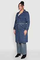 Womens Plus Denim Trench Coat,