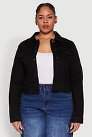 Womens Plus Size WAX Denim Jacket, Black, Size 3X